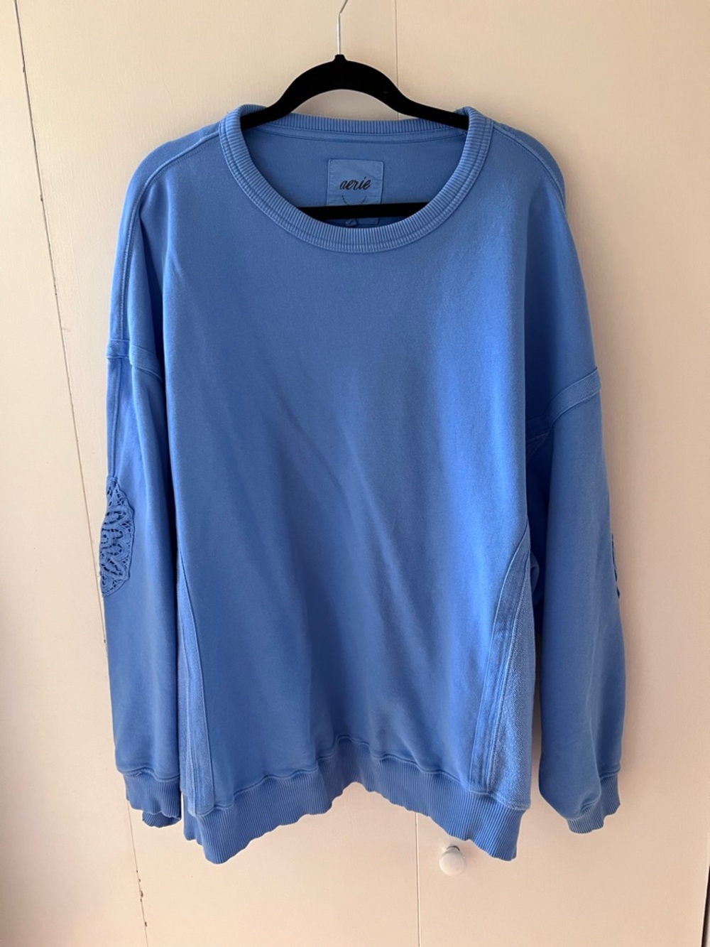 Aerie Keep It Light Crochet Crew Sweatshirt